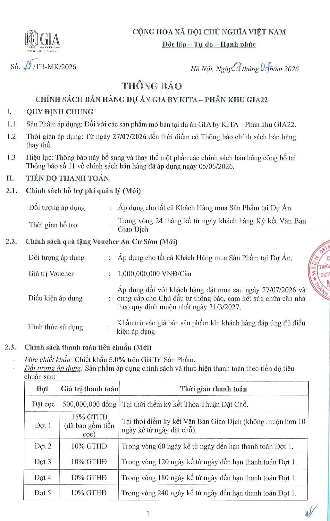 Chính sách bán hàng GIA by KITA Group mang đến giải pháp tài chính linh hoạt, tiến độ thanh toán dãn rộng tối ưu, giúp nhà đầu tư dễ dàng sở hữu bất động sản hạng sang với nguồn vốn chủ động nhất. Chính sách bán hàng GIA by KITA Group mang đến giải pháp tài chính linh hoạt, tiến độ thanh toán dãn rộng tối ưu, giúp nhà đầu tư dễ dàng sở hữu bất động sản hạng sang với nguồn vốn chủ động nhất.