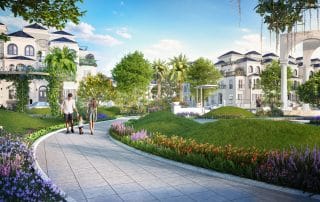 Công viên cảnh quan xanh mát tại GIA by KITA Group được thiết kế chỉn chu với đường dạo bộ, cây xanh tươi tốt, tạo không gian sống trong lành và gắn kết cộng đồng cư dân văn minh, hiện đại bền vững.