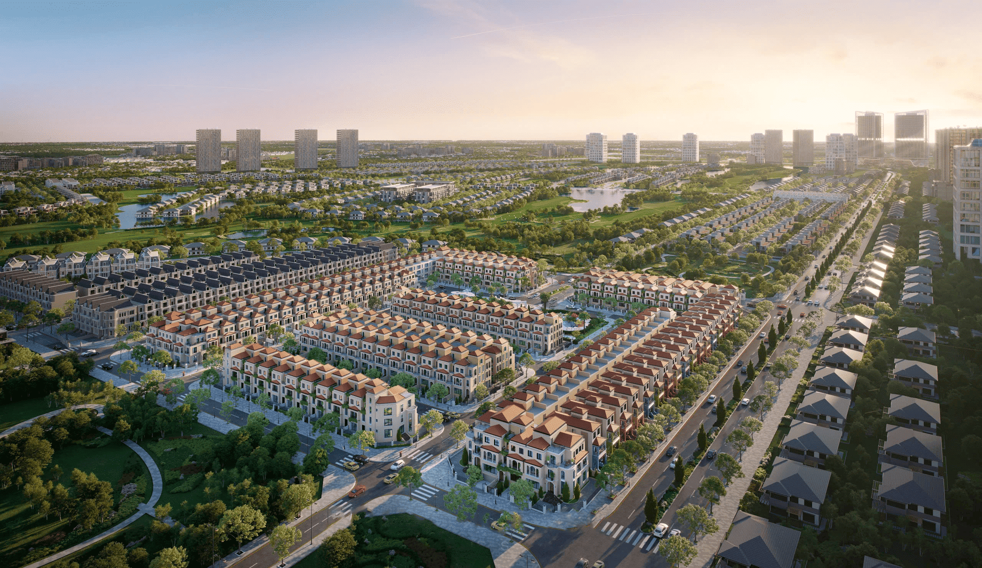 Phối cảnh tổng quan GIA by KITA Group thể hiện tầm vóc một đô thị hiện đại, quy tụ hệ thống tiện ích đẳng cấp, góp phần kiến tạo cộng đồng dân cư văn minh và giàu giá trị văn hóa. 5 dãy biệt thự GIA 22 sở hữu kiến trúc sang trọng, quy hoạch đồng bộ mang lại không gian sống đẳng cấp và riêng tư tuyệt đối cho gia chủ.