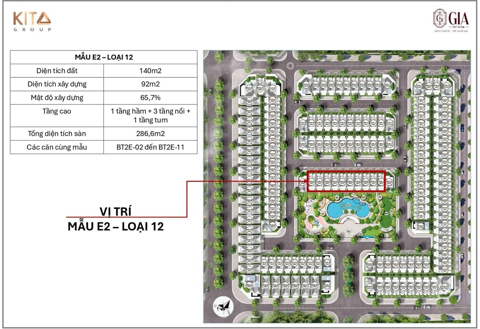 Mẫu nhà BT2E – 140m2 được quy hoạch tại vị trí mặt tiền đường lớn trên mặt bằng GIA 22, bảo đảm giao thông thuận tiện, tầm nhìn thoáng đãng, trực diện công viên xanh mát và gia tăng tiềm năng sinh lời bền vững theo thời gian cho gia chủ. Mẫu nhà BT2E - 140m2 được quy hoạch tại vị trí mặt tiền đường lớn trên mặt bằng GIA 22, bảo đảm giao thông thuận tiện, tầm nhìn thoáng đãng, trực diện công viên xanh mát và gia tăng tiềm năng sinh lời bền vững theo thời gian cho gia chủ.